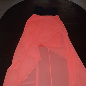 Peach  and black strapless half dress